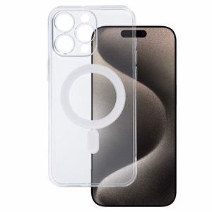 TEL PROTECT MagSilicone Suojakuori iPhone 15 Pro Max:lle läpinäkyvä