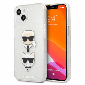 Karl Lagerfeld Glitter Karl's & Choupette Head kotelo iPhone 13 mini - hopea - hopea