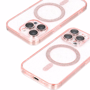 Glitter MagSafe Suojakuori iPhone 17 Air:lle vaaleanpunainen kirkas