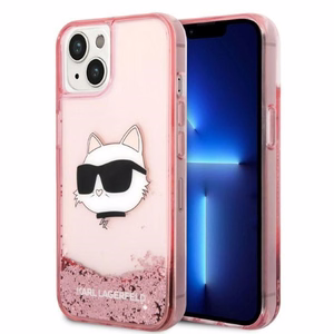 Karl Lagerfeld Glitter Choupette Head suojakuori iPhone 14 Plus:lle - vaaleanpunainen