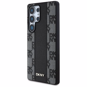 DKNY Nahkainen Checkered Pattern MagSafe Suojakuori Samsung Galaxy S25 Ultra:lle - musta