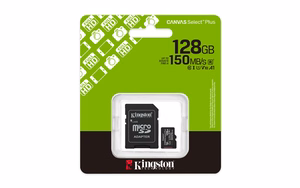 Kingston memory card 128GB microSDXC Canvas Select Plus Gen3 150MB/s A1 Card + Adapter