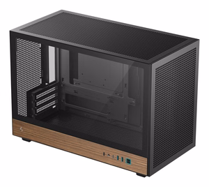 DeepCool CH260 Wood – micro-tower computer case with wood trim, black