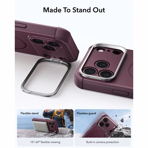 ESR Cyber Tough Kickstand MagSafe suojakuori malleille iPhone 18 Pro Max / 17 Pro Max, tumma kirsikanvärinen