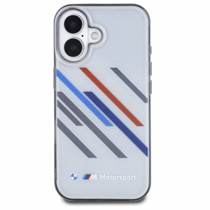 BMW Motosport IML Random Stripes Suojakuori iPhone 16:lle - harmaa