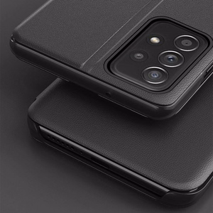 Eco Leather View Case tyylikäs kotelo, jossa on läppä ja jalusta toiminto Samsung Galaxy A73 sininen