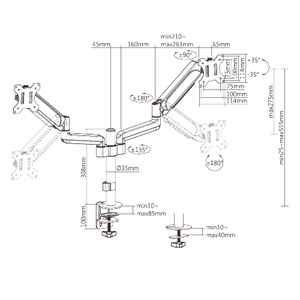 Dual 17"-32" Monitor Spring-Assisted Arm Mount