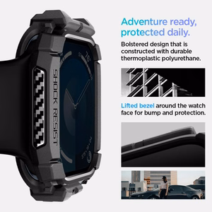 Spigen Rugged Armor Suojakuori Apple Watch 10:lle (42mm) - Musta