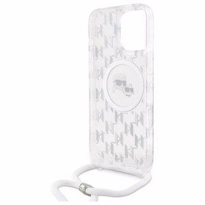 Karl Lagerfeld IML Crossbody Monogram Karl & Choupette Head MagSafe Suojakuori iPhone 16 Pro Max:lle - läpinäkyvä