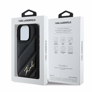 Karl Lagerfeld Quilted Signature Suojakuori iPhone 16 Pro:lle - musta