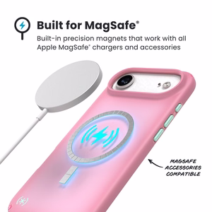 Speck Presidio Lux MagSafe suojakuori iPhone Air -laitteelle, Ibis Pink / Dark Ibis / Kanom Green -värinen