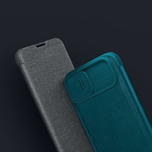 Nillkin Qin Qin Cloth Pro Case Case iPhone 14 Plus kameran kansi Holster kansi Flip Case harmaa