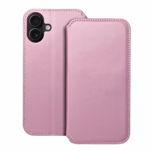 Dual Pocket Book Läppäsuojakuori iPhone 16 PLUS:lle vaaleanpunainen