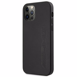 AMG Nahka Hot Stamped Kotelo iPhone 12 Pro Max - musta
