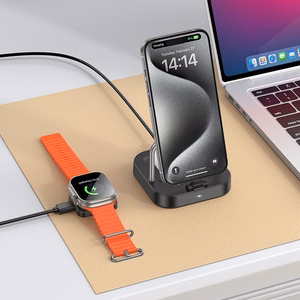 Langaton laturi Hoco 3in1 3A 5W Apple Watch -yhteensopiva CQ16A - musta