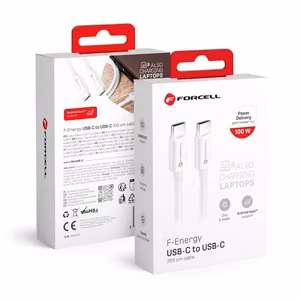 Kaapeli USB C - USB C Forcell F-Energy QC4.0 PD 5A 100W 2 m C339 valkoinen