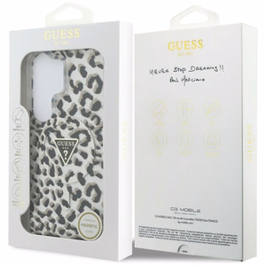 Guess IML Leopard Print Triangle MagSafe -suojakuori Samsung Galaxy S26 Ultra -puhelimelle, musta