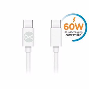 Forever kaapeli USB-C - USB-C 1,0 m 60W valkoinen