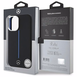 Mercedes Silikoninen Blue Stripe MagSafe suojakuori iPhone 16:lle - musta
