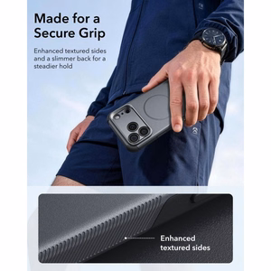 ESR Cyber Tough MagSafe -suojakuori telineellä iPhone 18 Pro Max / 17 Pro Max -malleille, harmaa