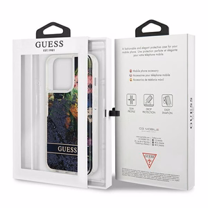 Guess GUHCP13LLFLSB iPhone 13 Pro / 13 6.1" blue/blue hardcase Flower Liquid Glitter