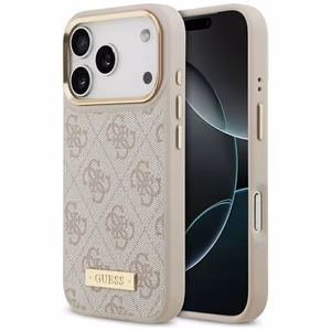 Guess 4G Logo Plate MagSafe suojakuori iPhone 17 Pro - pinkki