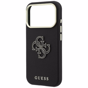Guess Grained & Big Resin Logo -suojakuori laitteelle iPhone 18 Pro / 17 Pro – musta