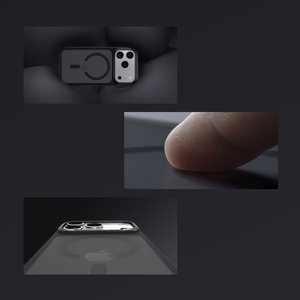 Benks Magnetic Mist Case -suojakuori metallikehyksellä (K069) Iphone 17 Pro:lle, musta (kameran ohjauspainike)