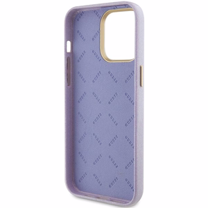 Guess Glitter Glossy Script suojakuori iPhone 15 Pro:lle - liila