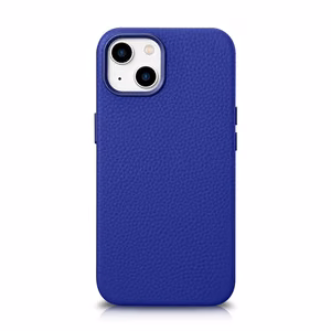 iCarer Litchi Premium Nahkakotelo iPhone 14 Plus Magneettinen nahkakotelo MagSafe tumman sininen (WMI14220711-DB)