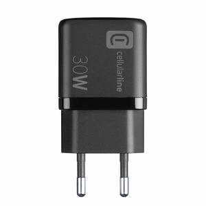 Cellularline Multipower Micro GaN USB-C- ja USB-A Power Delivery -verkkolaturi, 30 W, musta