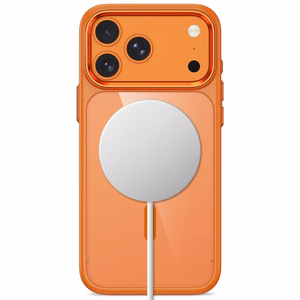 Tech-Protect Magmat MagSafe CC suojakuori mallille iPhone 17 Pro Max / 18 Pro Max – oranssi ja läpinäkyvä