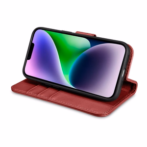 iCarer Lompakko Kotelo 2in1 Cover iPhone 14 Plus Anti-RFID Nahka Flip Cover Punainen (WMI14220727-RD)