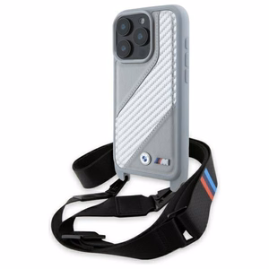 BMW M Edition Carbon Stripe & hihna suojakuori iPhone 16 Pro Max:lle - harmaa