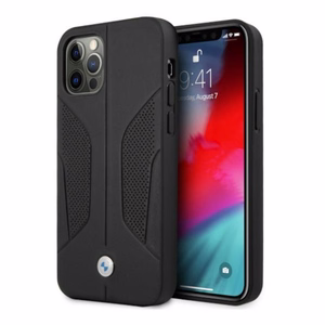 BMW Nahka rei'itetyt sivut Kotelo iPhone 12 Pro Max - musta