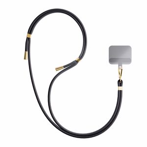 3mk EasyClip puhelimen kaulahihna, musta (kultaiset osat)