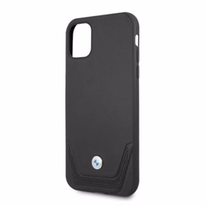 BMW nahkainen rei'itetty kotelo iPhone 11 / Xr - musta