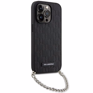 Karl Lagerfeld KLHCP14LSACKLHPK iPhone 14 Pro 6.1 musta/musta kovakuori Saffiano Monogram Chain