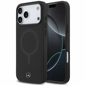 Mercedes Plain Smooth Nahkainen MagSafe Suojakuori iPhone 17 Pro Max:lle - Musta