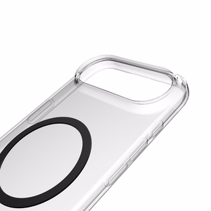 Puro Lite Mag TPU+PC suojakuori MagSafe-yhteensopiva iPhone 17 Air:lle - läpinäkyvä mustalla renkaalla
