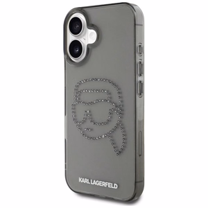 Karl Lagerfeld suojakuori iPhone 16 Pro:lle KLHCP16LHKHDCELK (IML Rhinestones S K Head) - musta