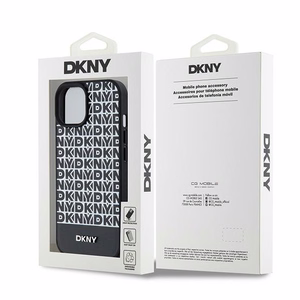 DKNY Nahkainen Painettu Kuvio Metallinen Logo MagSafe Suojakuori iPhone 15/14/13:lle - musta