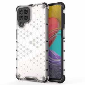 Honeycomb case armored cover with a gel frame for Samsung Galaxy M53 5G transparent
