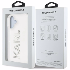 Karl Lagerfeld IML Rhinestones Logo iPhone 16 Suojakuori - Läpinäkyvä