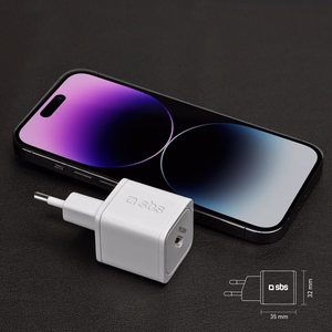 SBS TETRGAN1C20W 20W GaN Wall Charger with Power Delivery - White
