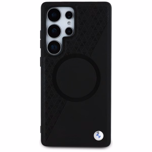 BMW Nahkainen Half Textured MagSafe Suojakuori Samsung Galaxy S25 Ultralle - musta