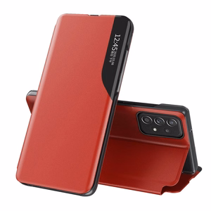 Eco Leather View Case tyylikäs kotelo, jossa on läppä ja jalusta toiminto Samsung Galaxy A73 punainen