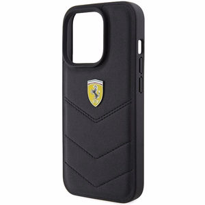 Ferrari Quilted Metal Logo Suojakuori iPhone 15 Pro:lle - musta