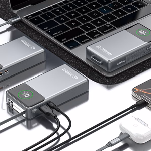 Dudao K31 Pro 45W 20000mAh Power Bank with Built-in Retractable USB-C Cable - Gray