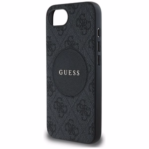 Guess HC MagSafe PU 4G Circle with Classic Logo Suojakuori iPhone 16e:lle - Musta